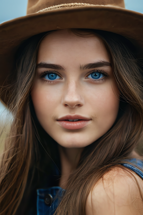 欧美美女戴着沙滩帽肖像写真摄影图片